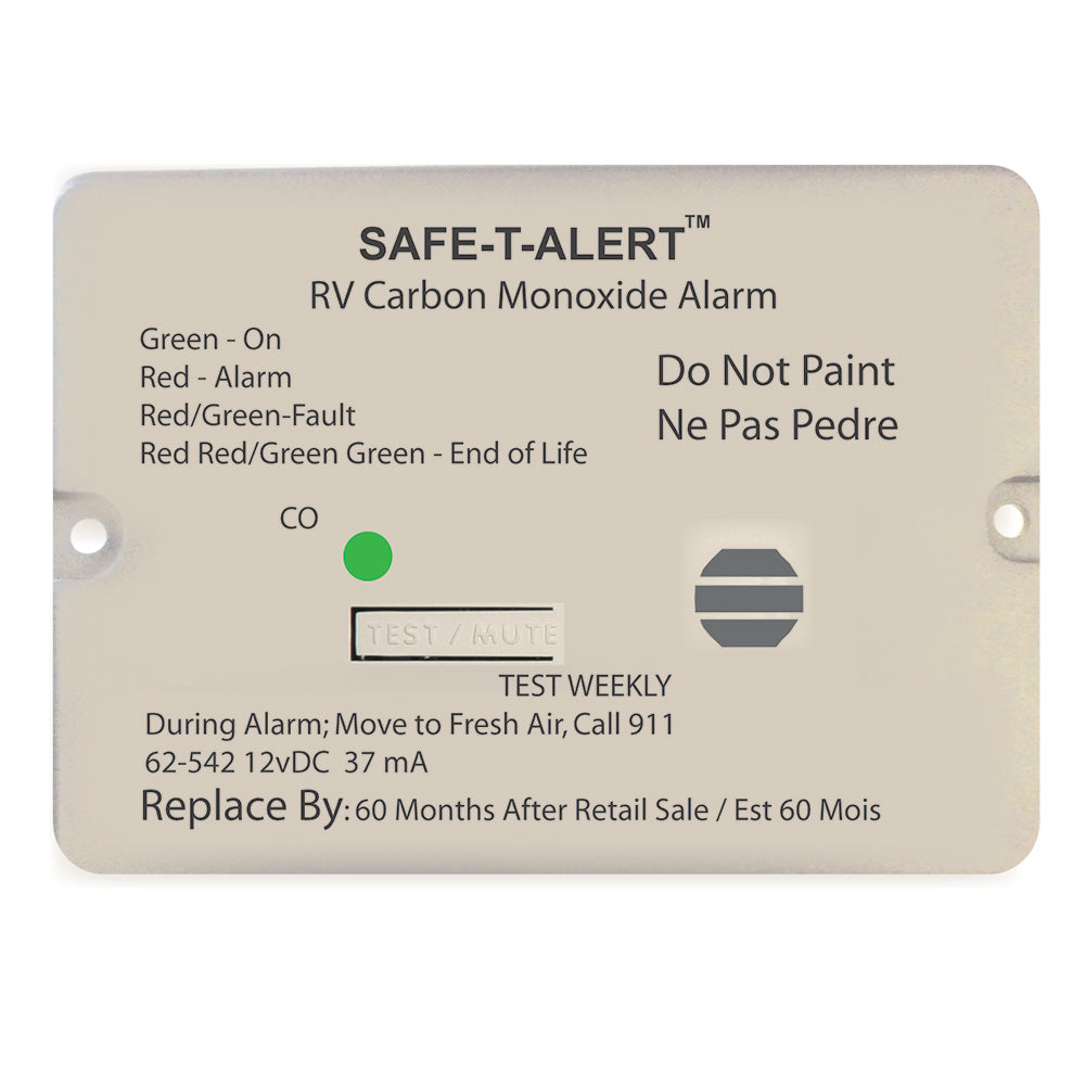 Safe-T-Alert 62 Series Carbon Monoxide Alarm - 12V - RV Flush Mount - White - Deckhand Marine Supply