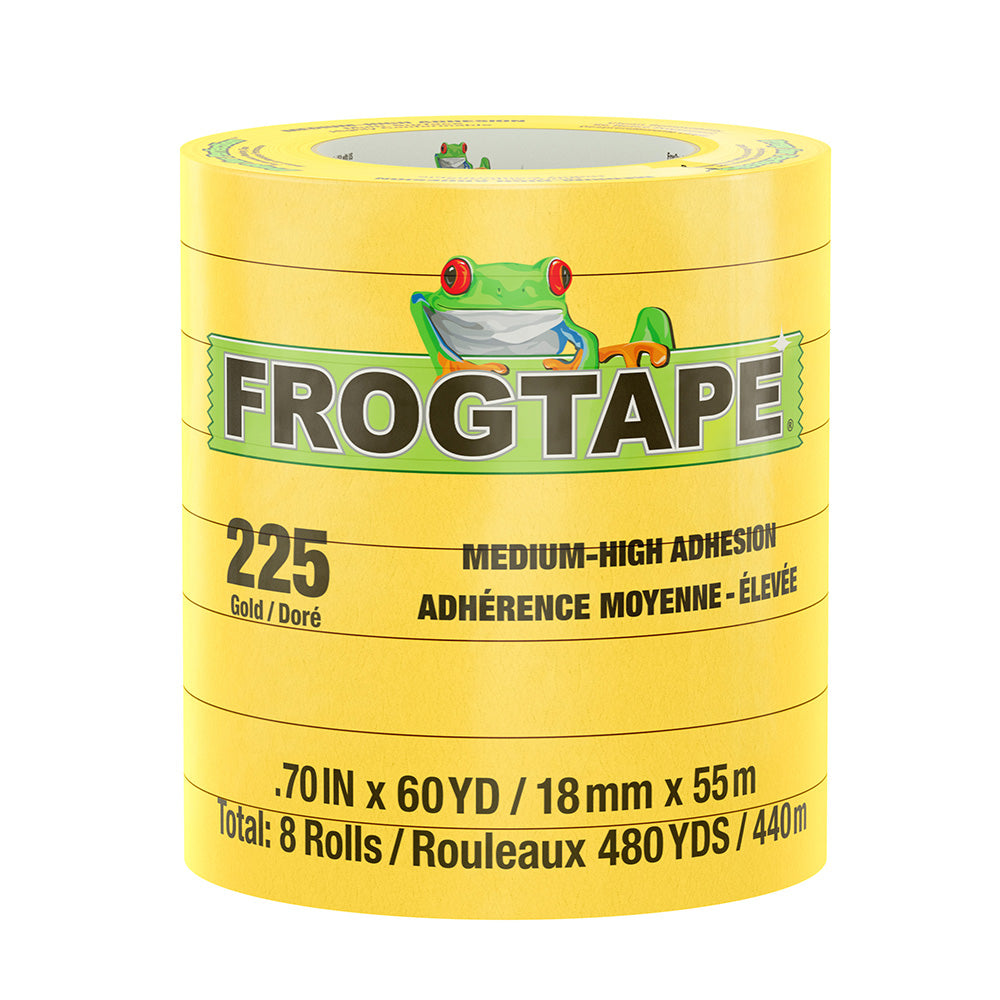 FrogTape CP 225 Medium-High Adhesion Masking Tape - 18MM x 55M x 12-Pack - Gold - Rated f/225F - Deckhand Marine Supply