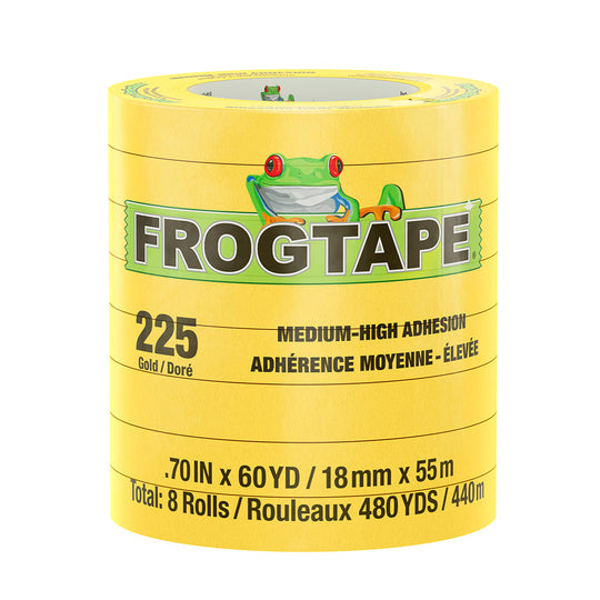 FrogTape CP 225 Medium-High Adhesion Masking Tape - 18MM x 55M x 12-Pack - Gold - Rated f/225F - Deckhand Marine Supply