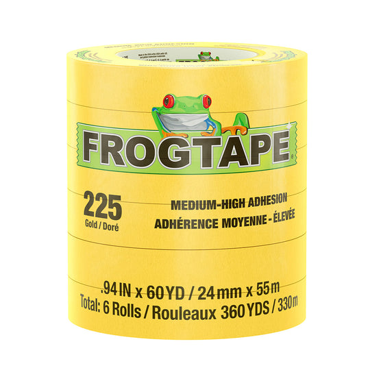 FrogTape CP 225 Medium-High Adhesion Masking Tape - 24MM x 55M x 12-Pack - Gold - Rated f/225F - Deckhand Marine Supply