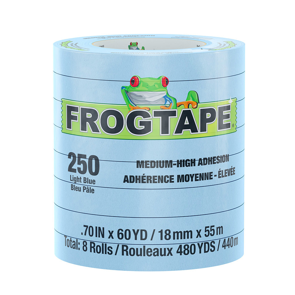 FrogTape CP 250 Medium-High Adhesion Masking Tape - 18MM x 55M x 12-Pack - Light Blue - Rated f/250F - Deckhand Marine Supply