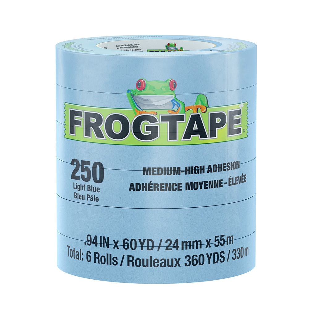 FrogTape CP 250 Medium-High Adhesion Masking Tape - 24MM x 55M x 12-Pack - Light Blue - Rated f/250F - Deckhand Marine Supply