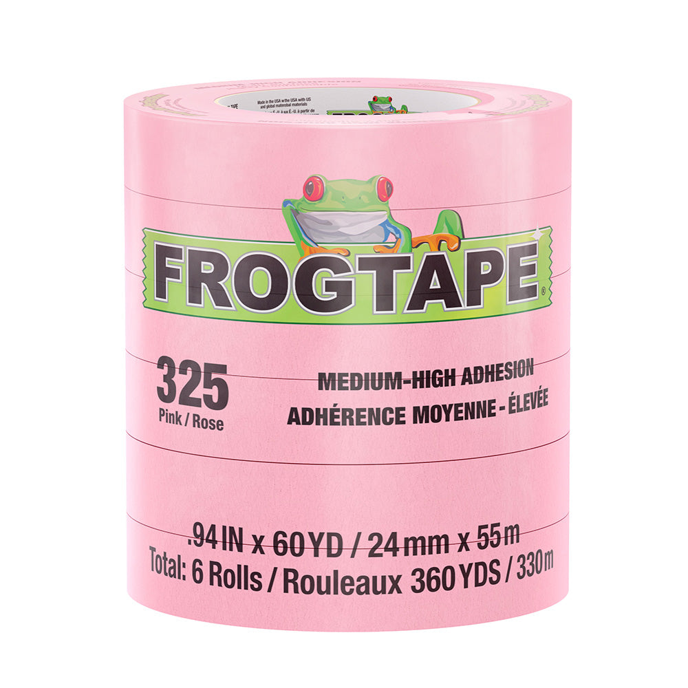 FrogTape CP 325 Medium-High Adhesion Masking Tape - 24MM x 55M x 12-Pack - Pink - Rated f/325F - Deckhand Marine Supply
