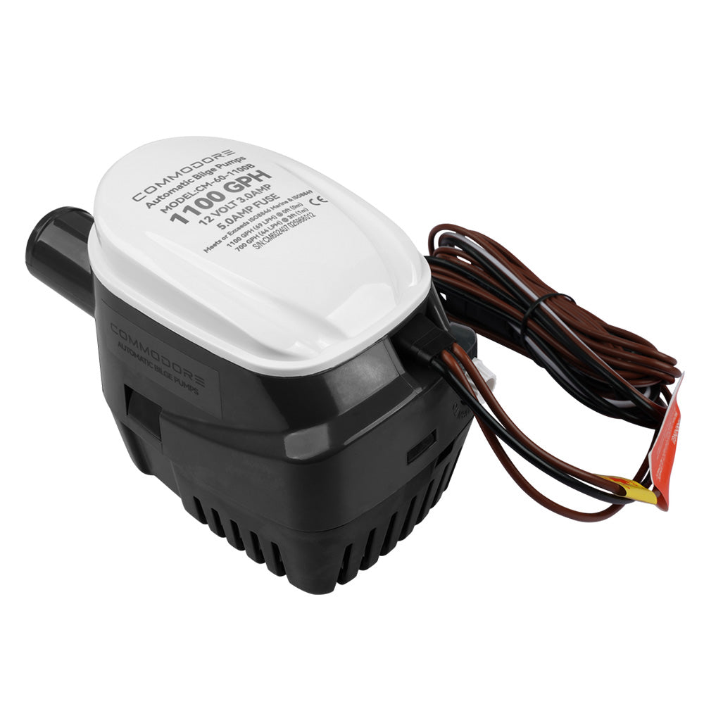 Commodore 1100 GPH 60 Series Automatic Bilge Pump - 12V - Deckhand Marine Supply