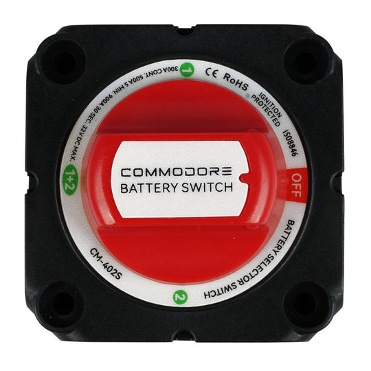 Commodore 4-Position Compact Dual Battery Selector Switch - Deckhand Marine Supply