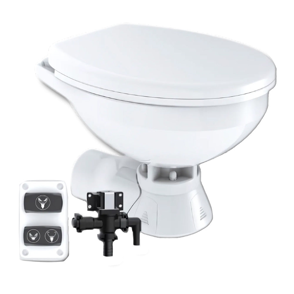 Commodore Quiet Flush Electric Toilet - Rear Macerator w/Solenoid Valve - Regular Size - Deckhand Marine Supply