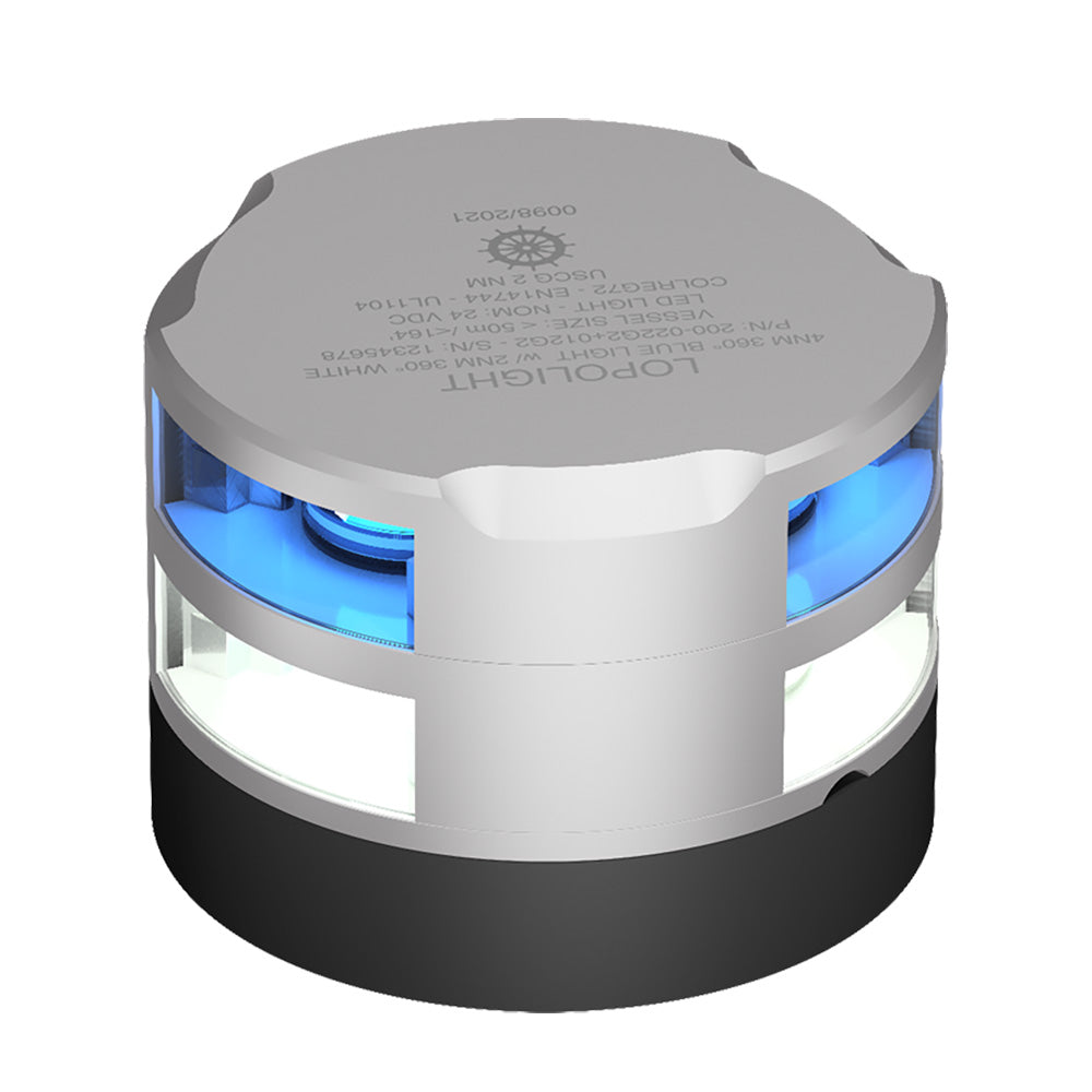 Lopolight 2nm 360 Degree Blue Dinner Light + 2nm 360 Degree White Light - Deckhand Marine Supply