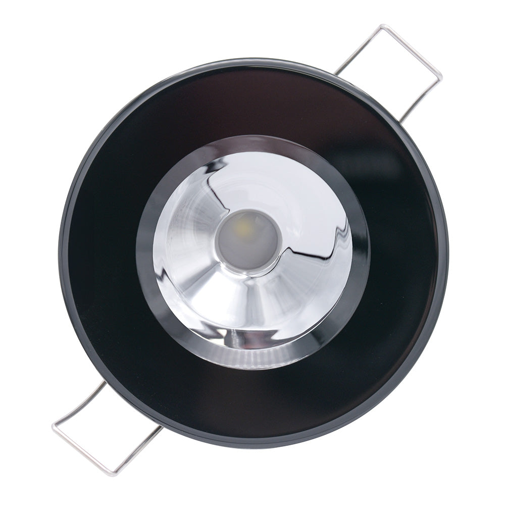 Lumitec Illusion Flush Mount LED Down Light - White - Non-Dimming - Black Housing - Chrome Reflector - Deckhand Marine Supply