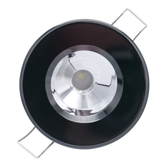 Lumitec Illusion Flush Mount LED Down Light - White - Non-Dimming - Black Housing - Chrome Reflector - Deckhand Marine Supply