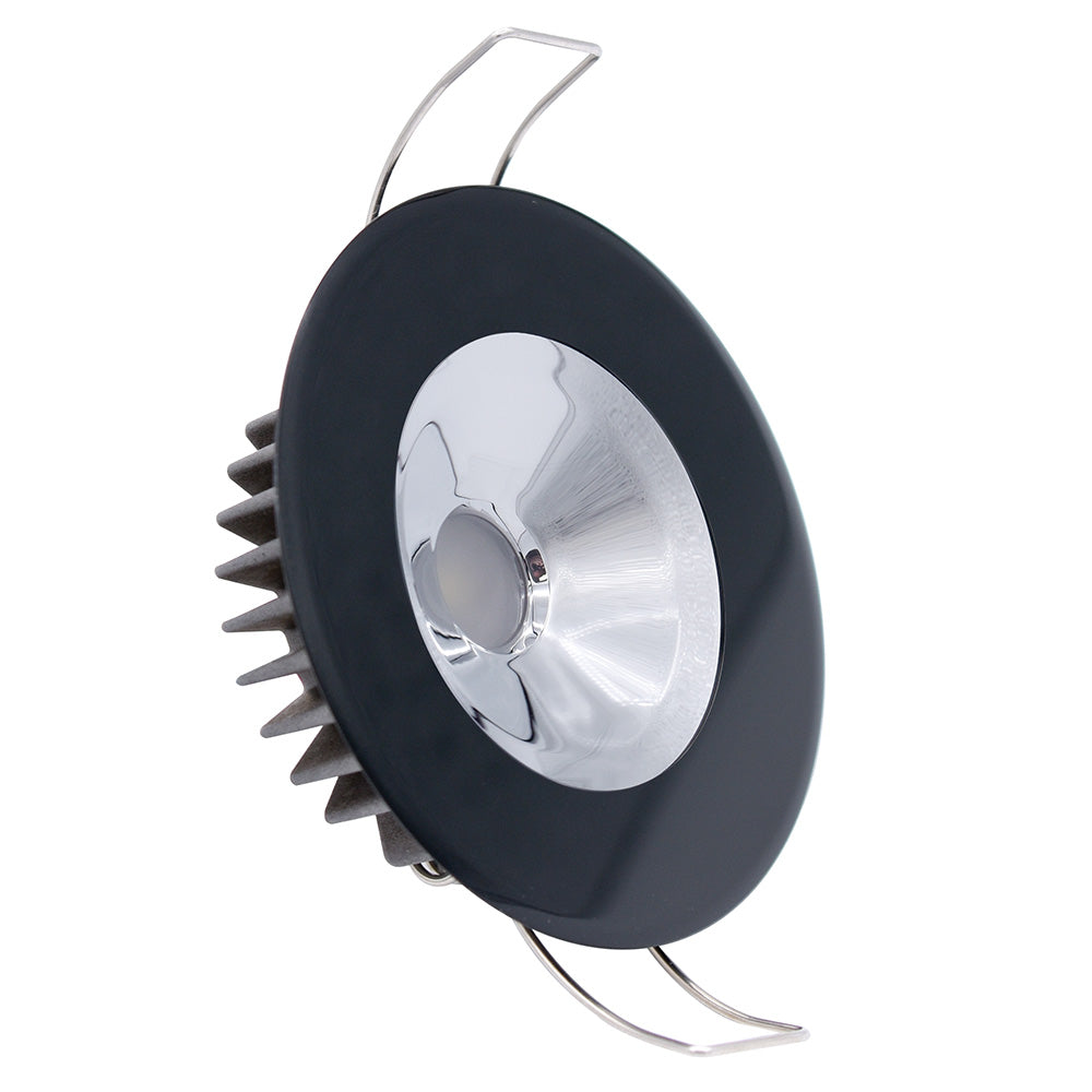 Lumitec Illusion Flush Mount LED Down Light - White - Non-Dimming - Black Housing - Chrome Reflector - Deckhand Marine Supply