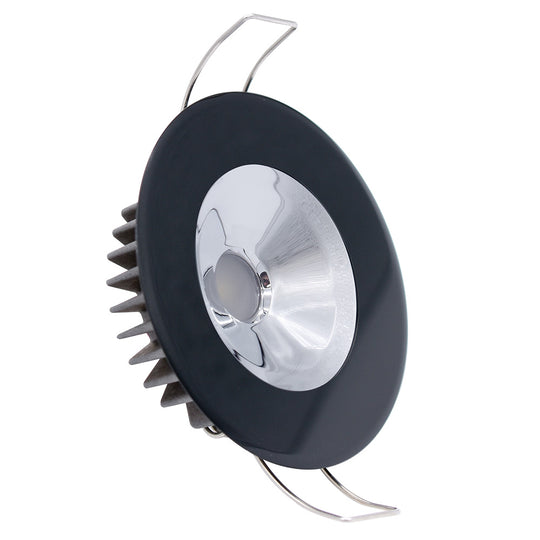 Lumitec Illusion Flush Mount LED Down Light - White - Non-Dimming - Black Housing - Chrome Reflector - Deckhand Marine Supply