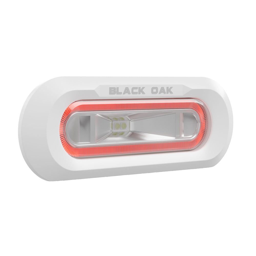 Black Oak Low Pro Marine Spreader Light - Flush Mount - White Housing - Red LED - Deckhand Marine Supply