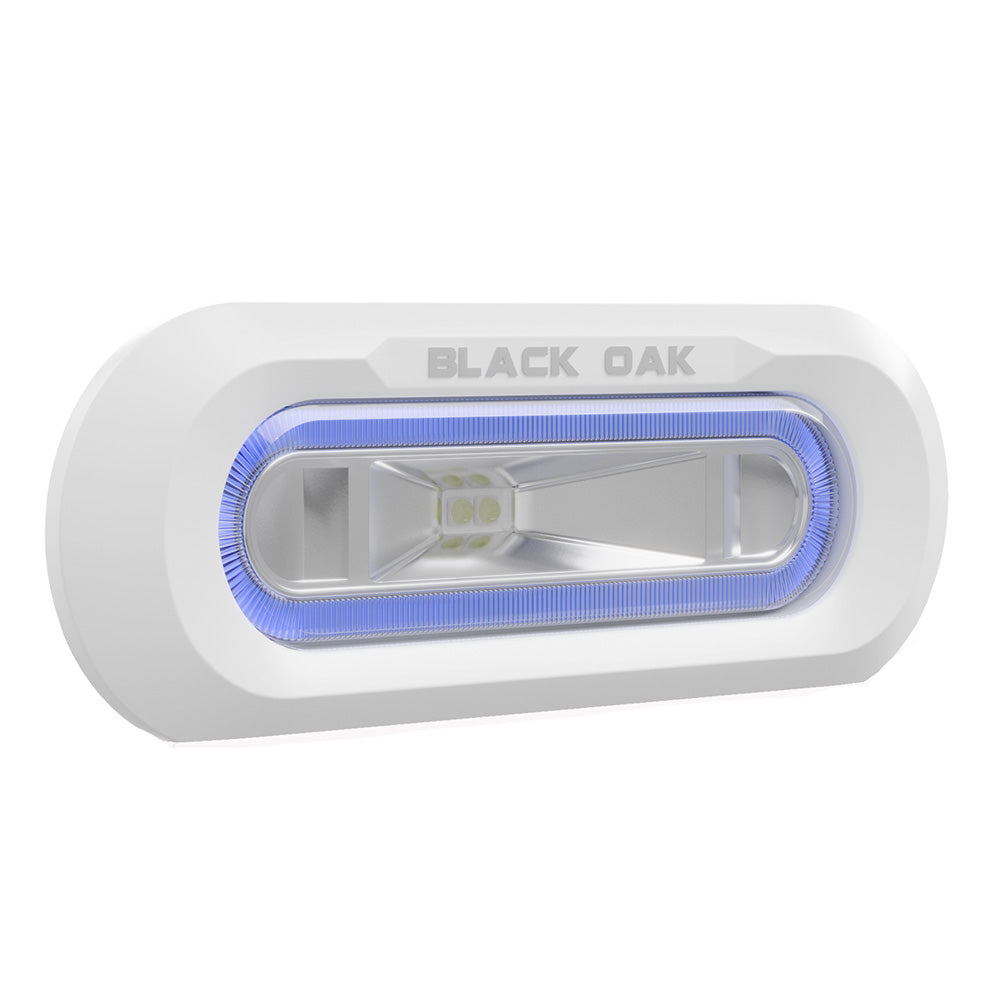 Black Oak Low Pro Marine Spreader Light - Flush Mount - White Housing - Blue LED - Deckhand Marine Supply