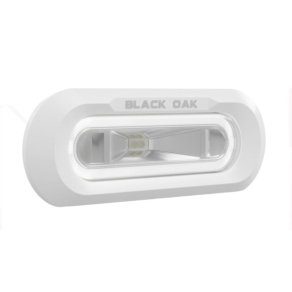 Black Oak Low Pro Marine Spreader Light - Flush Mount - White Housing - White LED - Deckhand Marine Supply