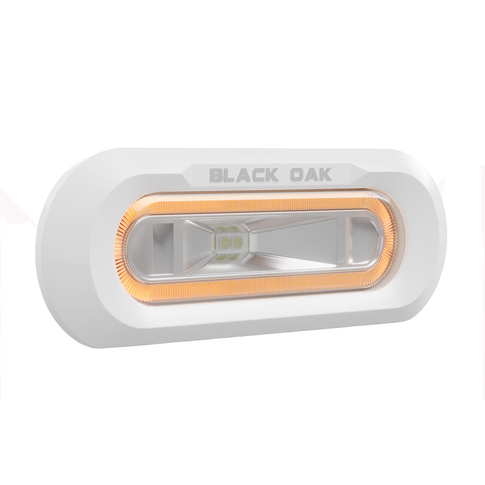 Black Oak Low Pro Marine Spreader Light - Flush Mount - White Housing - Amber LED - Deckhand Marine Supply