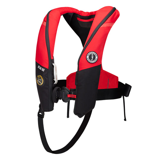 Mustang Atlas 190 DLX Open Ocean Inflatable PFD - Red/Black - Deckhand Marine Supply