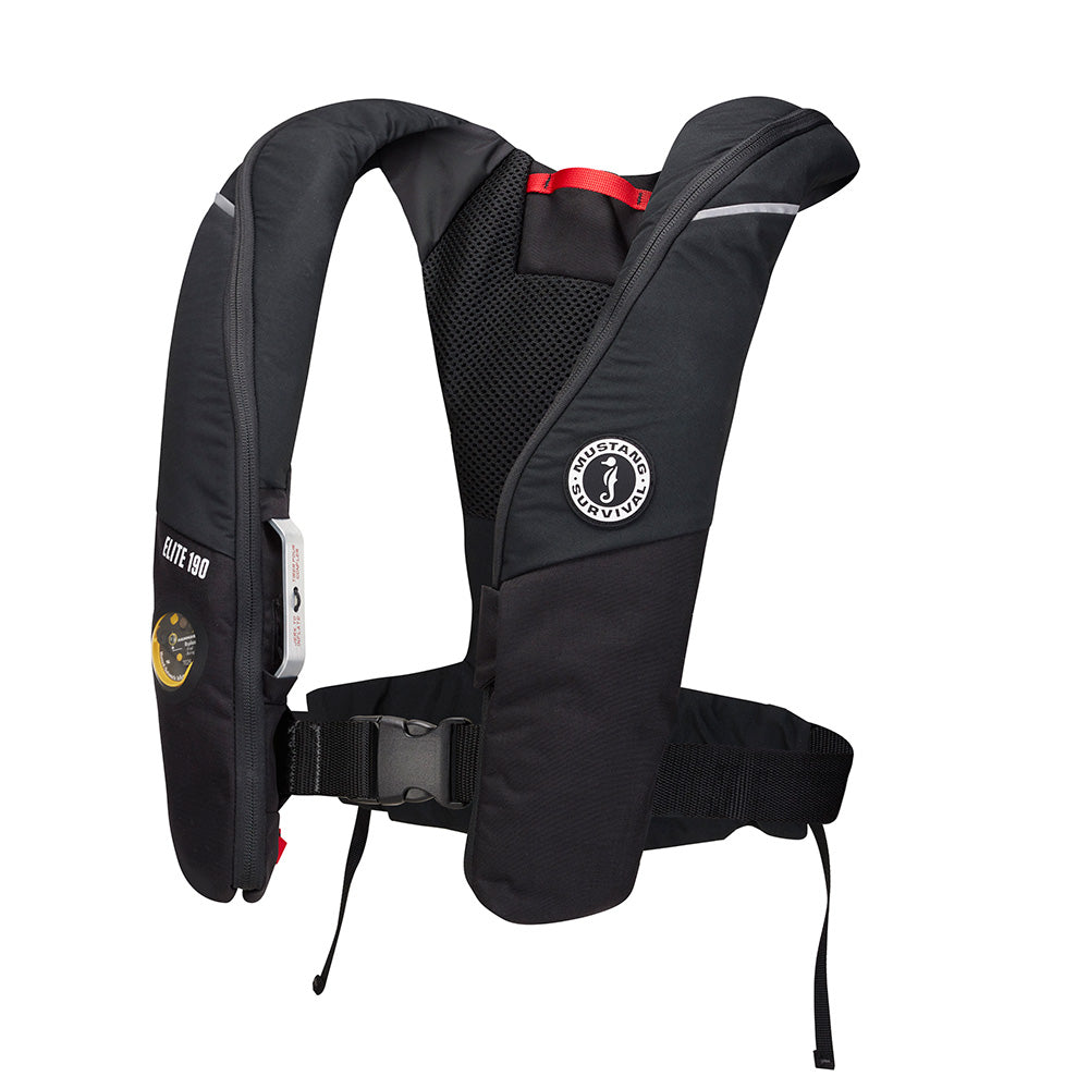 Mustang Elite 190 Offshore Inflatable PFD - Black - Deckhand Marine Supply