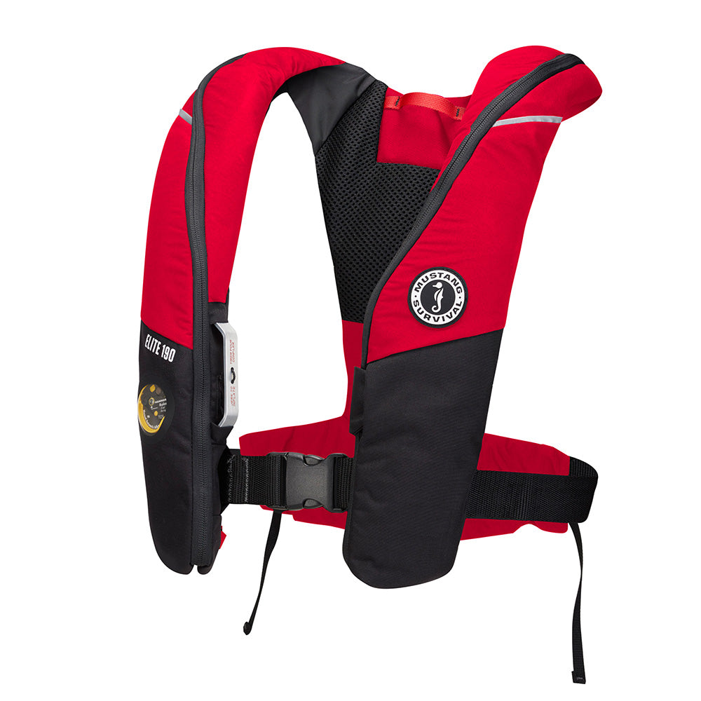 Mustang Elite 190 Offshore Inflatable PFD - Red/Black - Deckhand Marine Supply