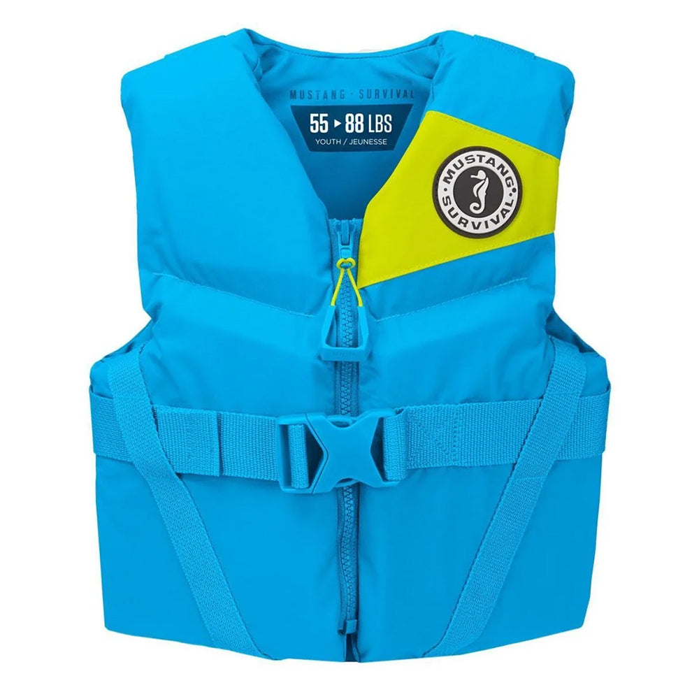 Mustang Youth REV Foam Life Vest - Azure Blue - Deckhand Marine Supply