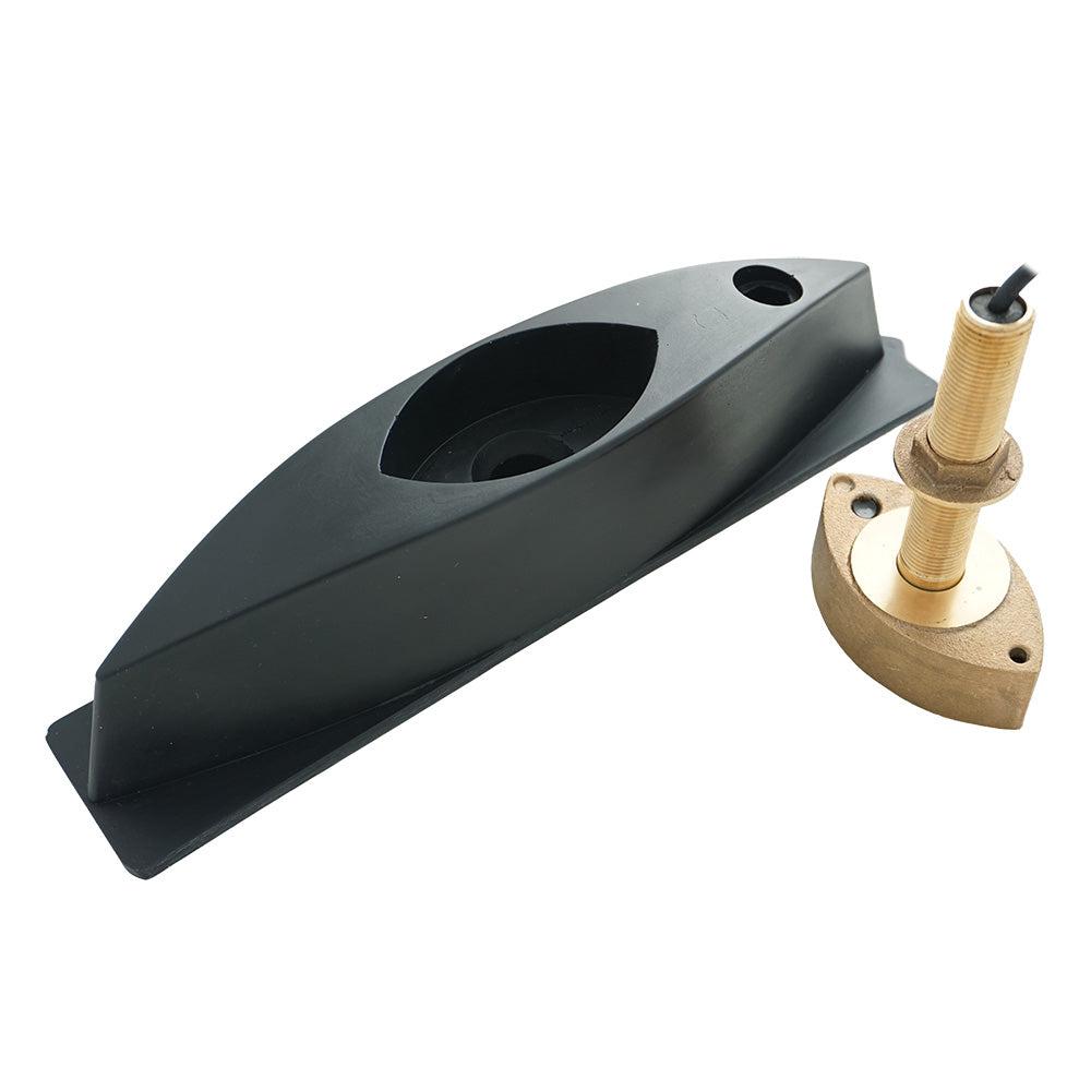 Echonautics Bronze Stem Thru-Hull CW Dual-Frequency Transducer w/Fairing Block - 600W, 50/200 kHz - Deckhand Marine Supply