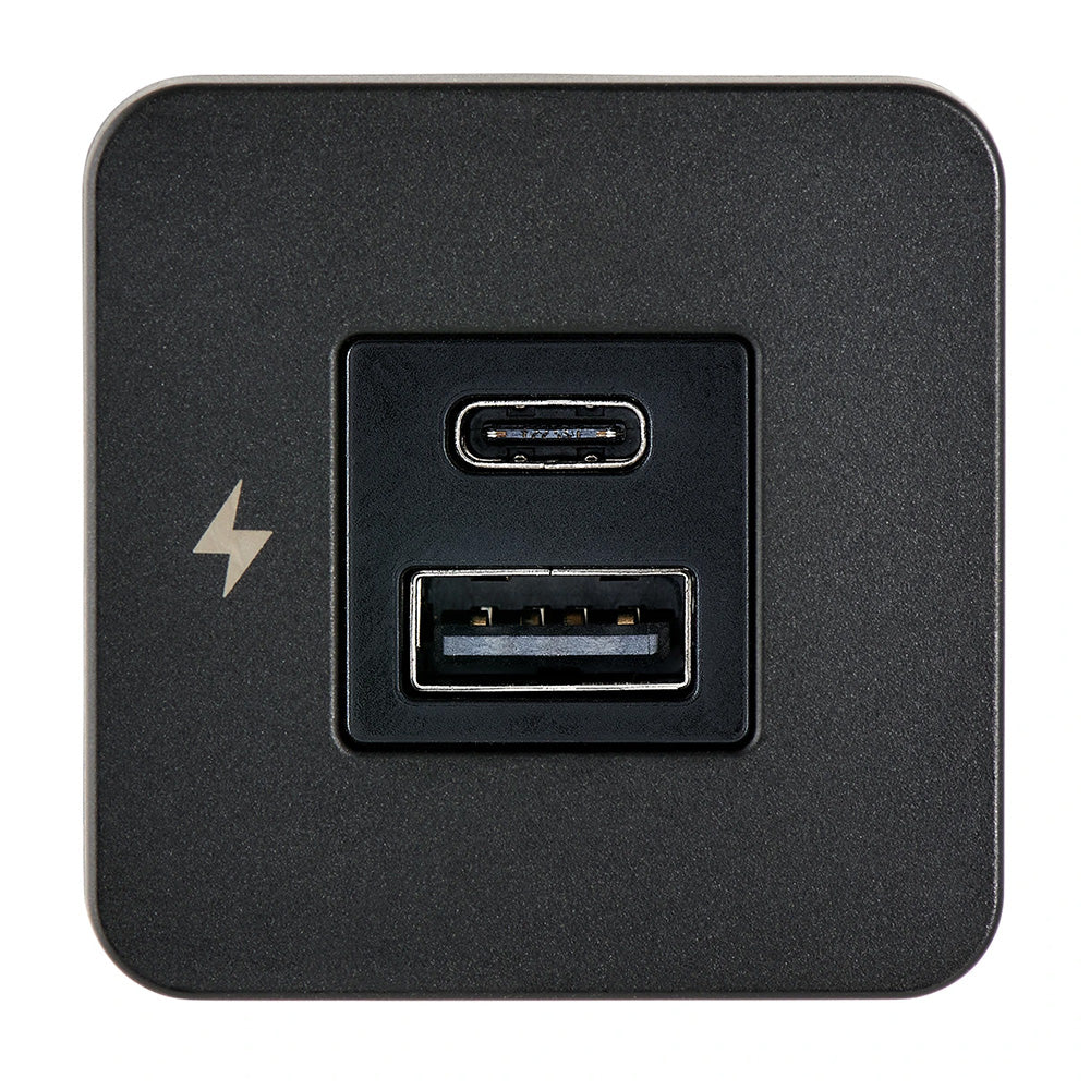 Scanstrut TILE USB-A/USB-C Interior Charging Socket - 12/24V - Black Bezel - Deckhand Marine Supply
