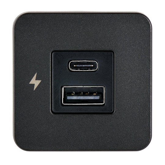 Scanstrut TILE USB-A/USB-C Interior Charging Socket - 12/24V - Black Bezel - Deckhand Marine Supply