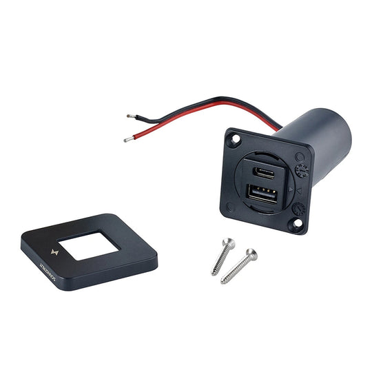 Scanstrut TILE USB-A/USB-C Interior Charging Socket - 12/24V - Black Bezel - Deckhand Marine Supply
