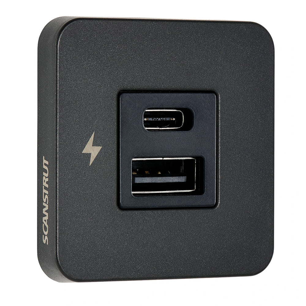 Scanstrut TILE USB-A/USB-C Interior Charging Socket - 12/24V - Black Bezel - Deckhand Marine Supply