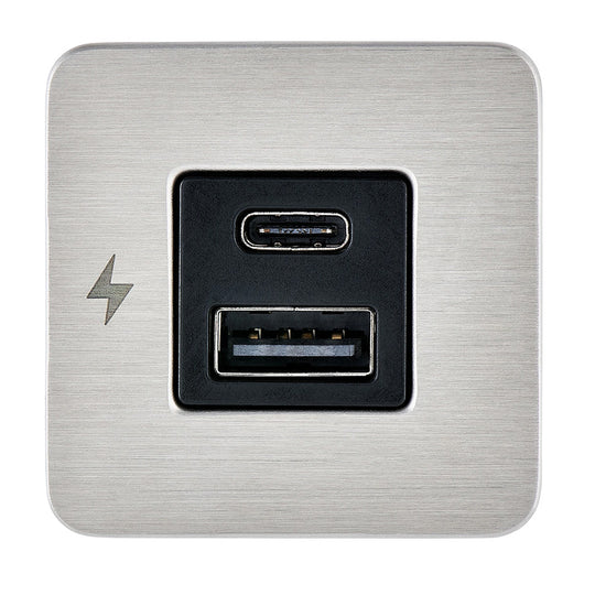 Scanstrut TILE USB-A/USB-C Interior Charging Socket - 12/24V - Stainless Steel Bezel - Deckhand Marine Supply