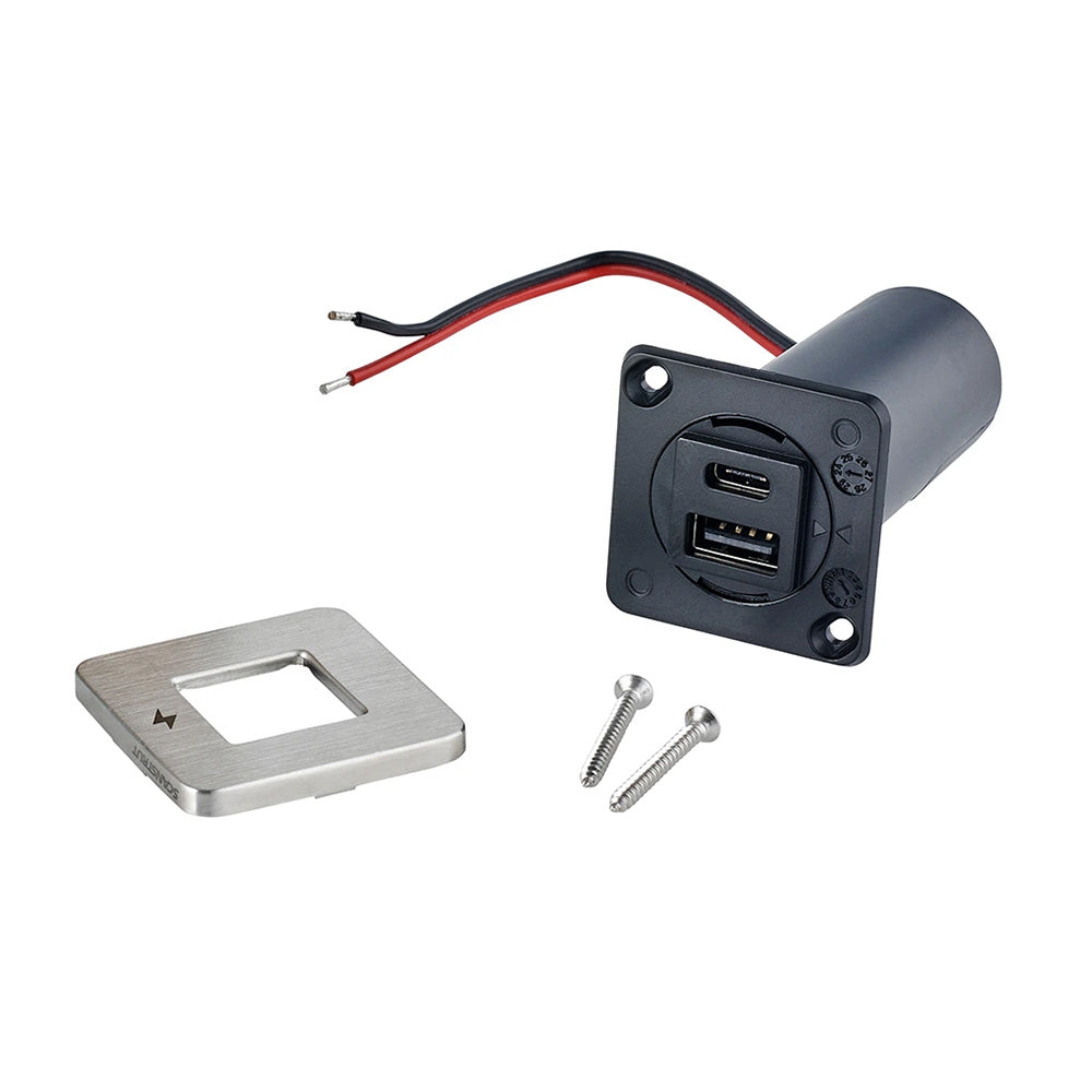 Scanstrut TILE USB-A/USB-C Interior Charging Socket - 12/24V - Stainless Steel Bezel - Deckhand Marine Supply