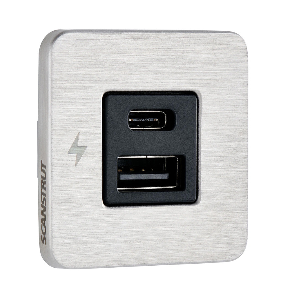 Scanstrut TILE USB-A/USB-C Interior Charging Socket - 12/24V - Stainless Steel Bezel - Deckhand Marine Supply