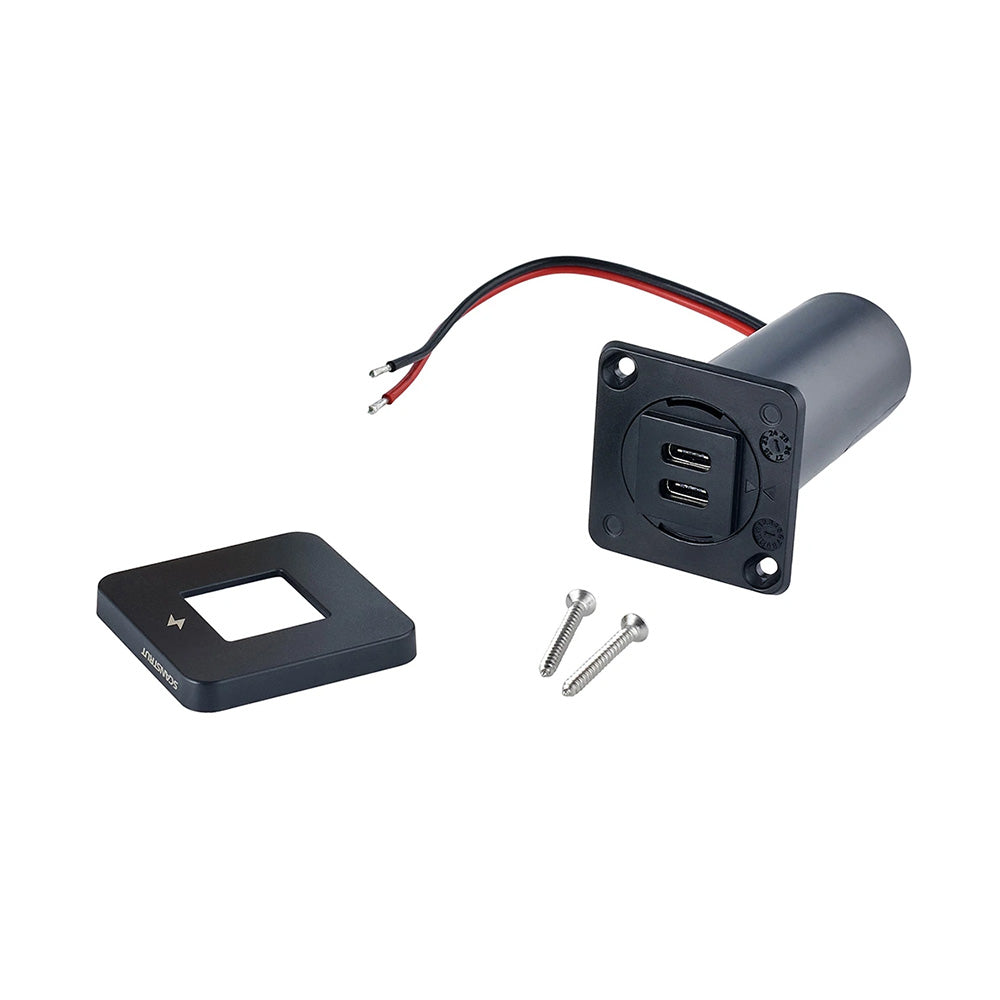 Scanstrut TILE USB-C Interior Charging Socket - 12/24V - Black Bezel - Deckhand Marine Supply