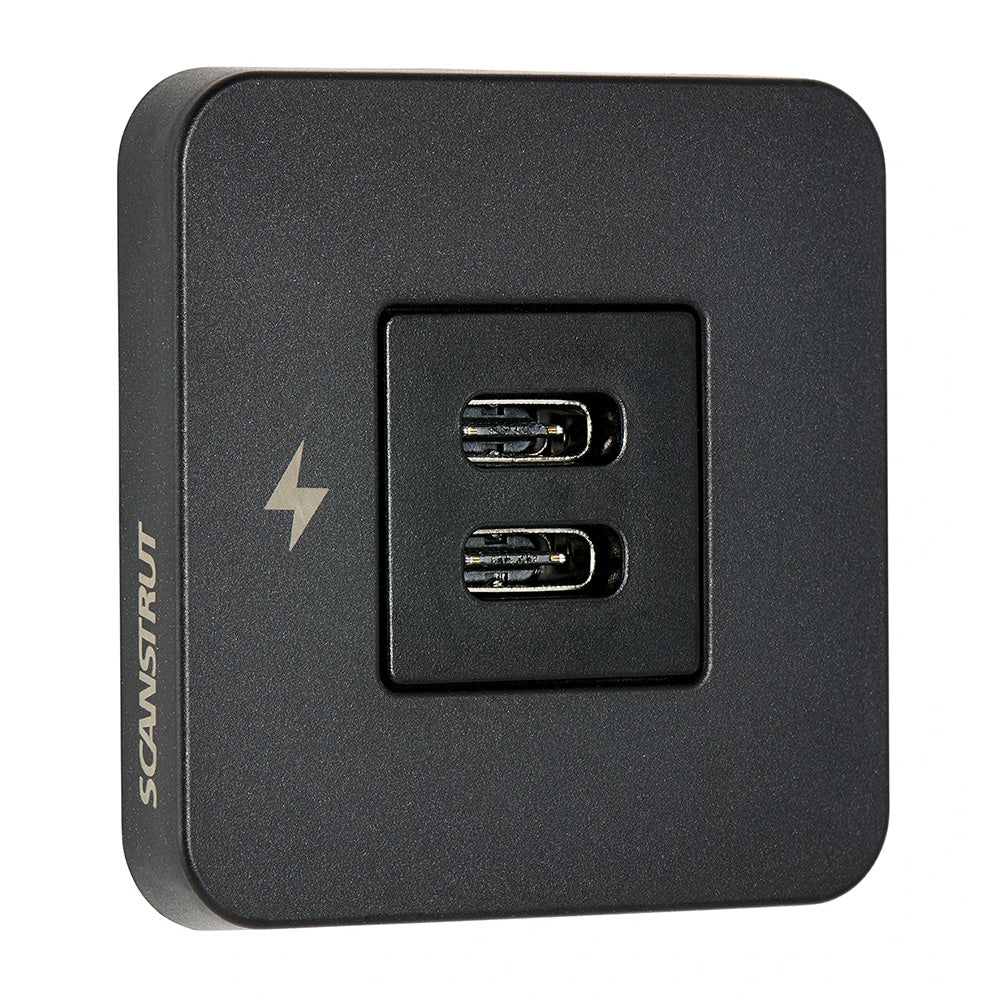 Scanstrut TILE USB-C Interior Charging Socket - 12/24V - Black Bezel - Deckhand Marine Supply