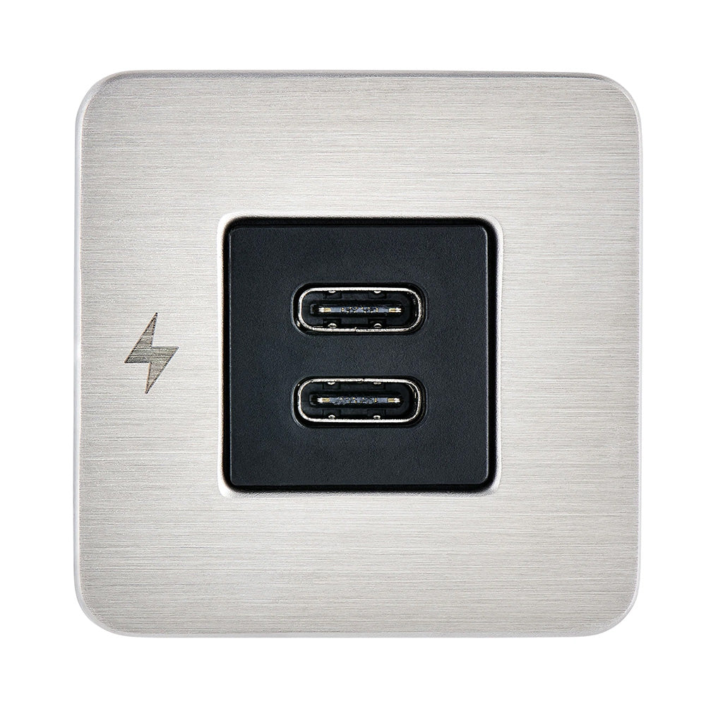 Scanstrut TILE USB-C Interior Charging Socket - 12/24V - Stainless Steel Bezel - Deckhand Marine Supply