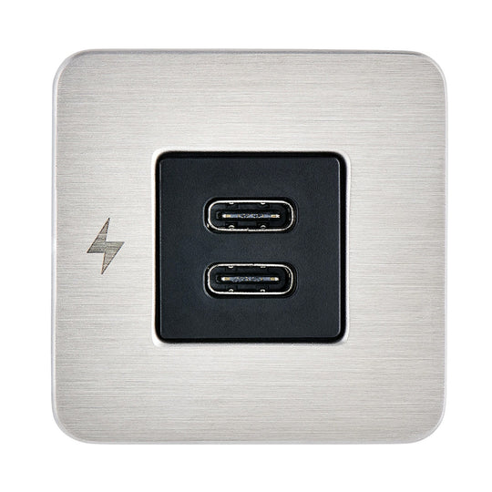 Scanstrut TILE USB-C Interior Charging Socket - 12/24V - Stainless Steel Bezel - Deckhand Marine Supply