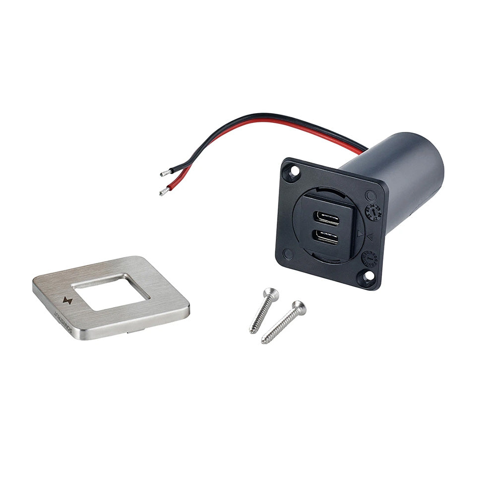 Scanstrut TILE USB-C Interior Charging Socket - 12/24V - Stainless Steel Bezel - Deckhand Marine Supply