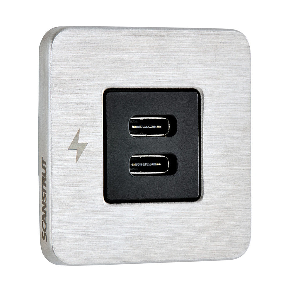 Scanstrut TILE USB-C Interior Charging Socket - 12/24V - Stainless Steel Bezel - Deckhand Marine Supply