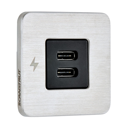 Scanstrut TILE USB-C Interior Charging Socket - 12/24V - Stainless Steel Bezel - Deckhand Marine Supply