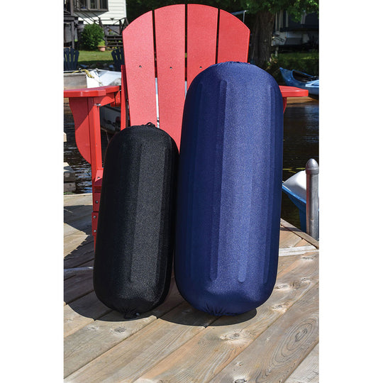 Dock Edge Reversible Fender Cover - Black/Blue - Small - Deckhand Marine Supply