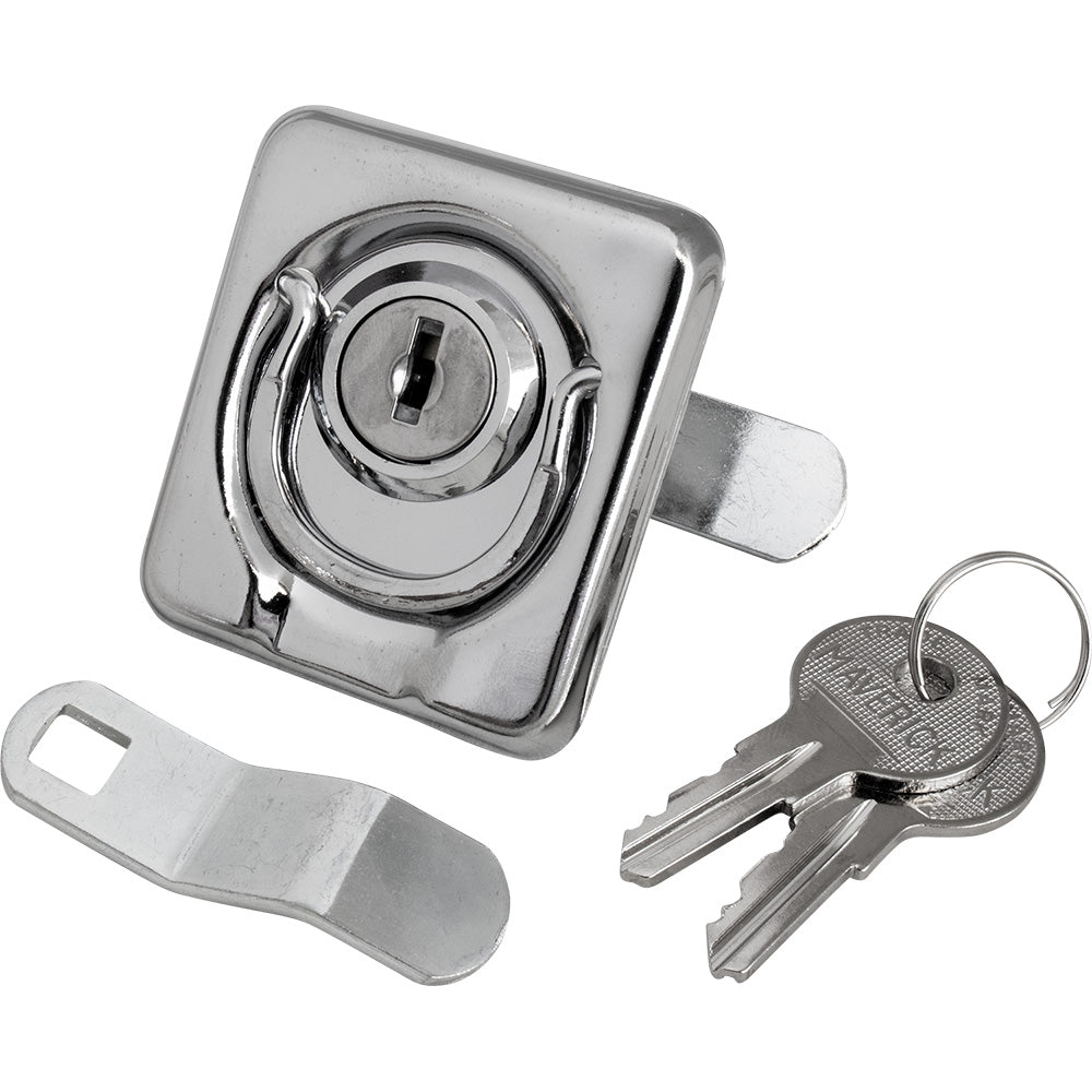 Sea-Dog Surface Mount Locking Ring Pull - Stamped 304 Stainless Steel/Die Cast Zinc Lock - Deckhand Marine Supply