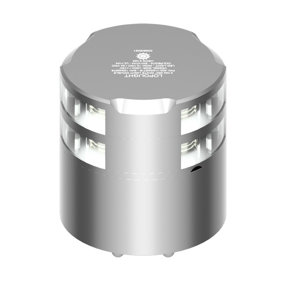 Lopolight 360 Double-Stacked 3nm Masthead Light - Silver Anodized - Deckhand Marine Supply