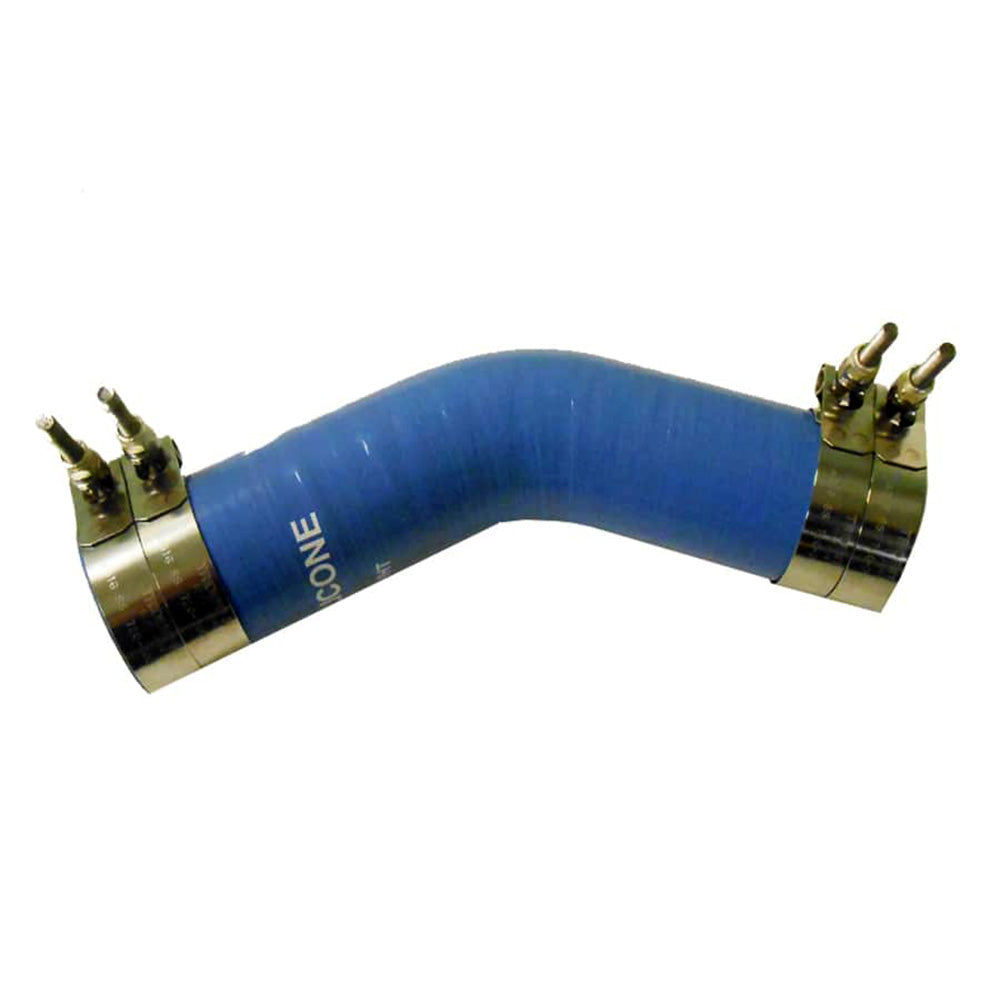 Trident Marine 2-1/2" ID 45 Blue Silicone Molded Wet Exhaust Elbow w/4 T-Bolt Clamps - Deckhand Marine Supply