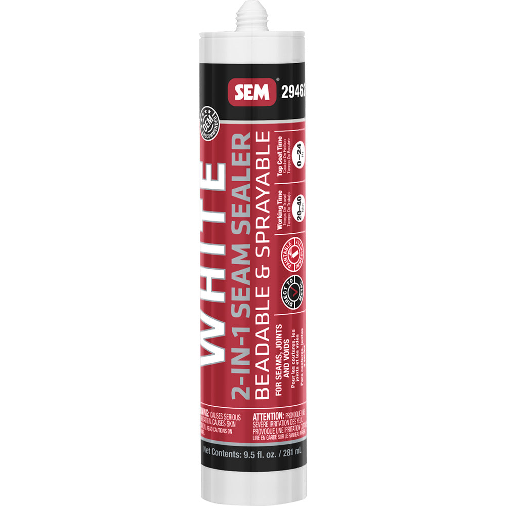 SEM 2-IN-1 Seam Sealer - 9.5oz Tube - White - Deckhand Marine Supply