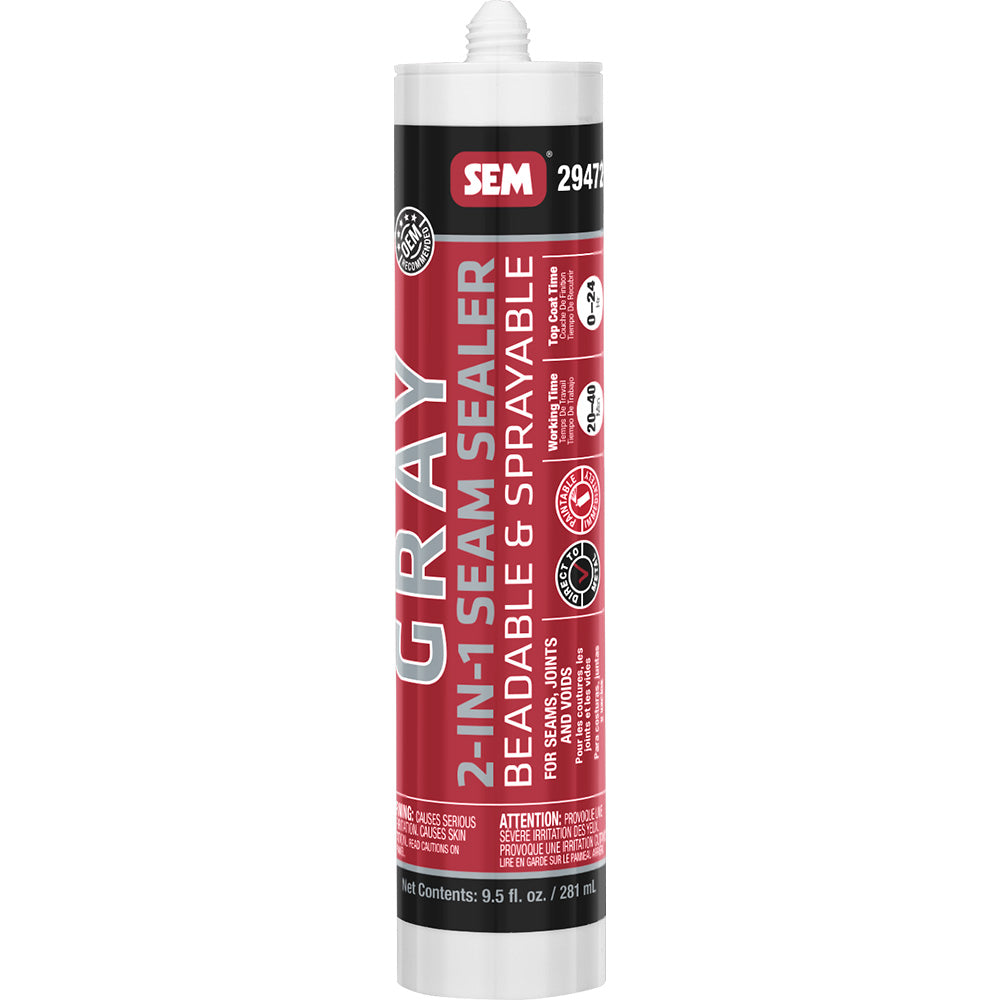 SEM 2-IN-1 Seam Sealer - 9.5oz Tube - Grey - Deckhand Marine Supply