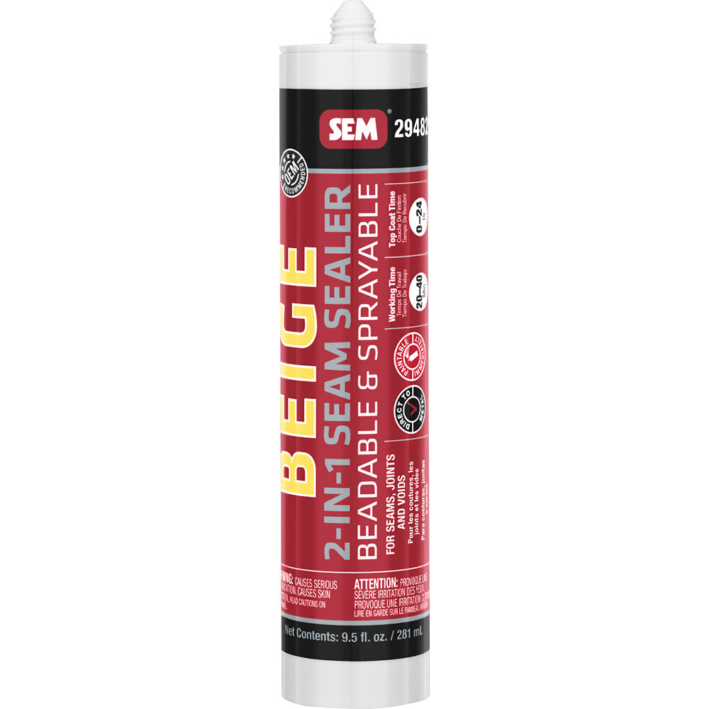 SEM 2-IN-1 Seam Sealer - 9.5oz Tube - Beige - Deckhand Marine Supply