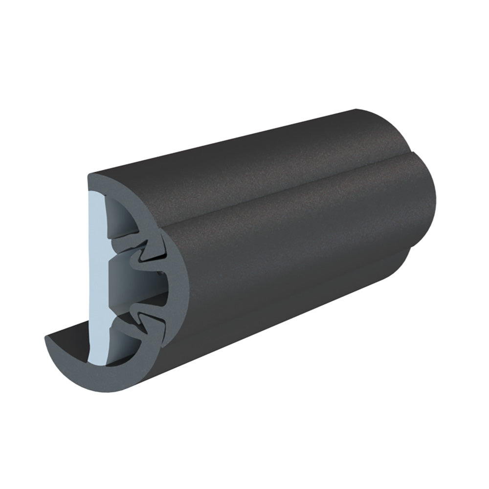 TACO SuproFlex Rub Rail Kit w/Flex Vinyl Overlay Insert - 2"H x 1-1/4"W x 60'L - Black w/Black Insert - Deckhand Marine Supply