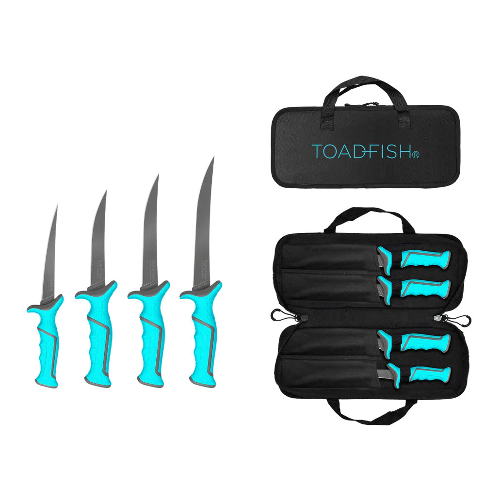 Toadfish Fixed Filet Knife Set - 4 Knives - 5, 6, 7  8 Fixed Knives - Deckhand Marine Supply