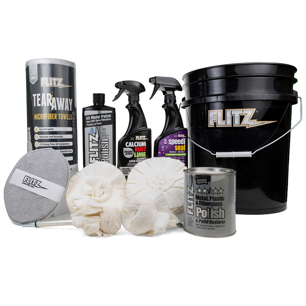 Flitz 5-Gallon Black Bucket Detailers Kit - Deckhand Marine Supply