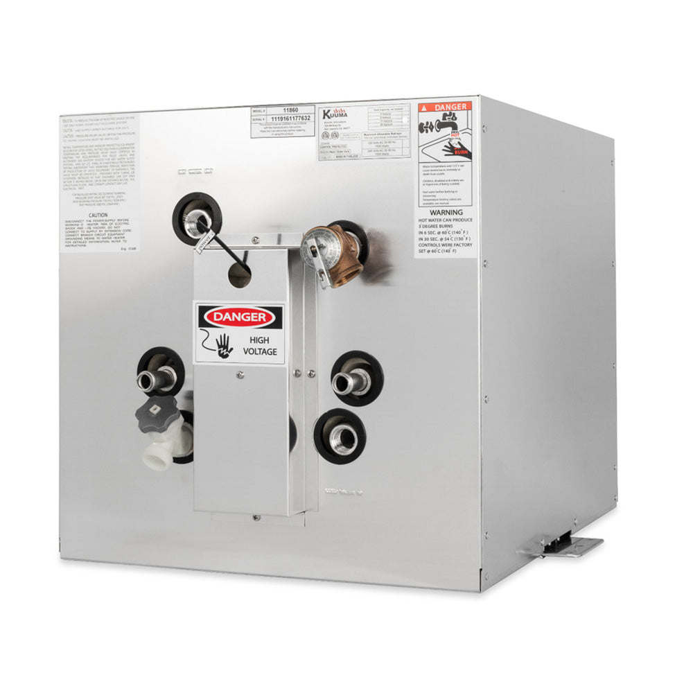 Kuuma 11-Gallon WH, 240V (L1  L2 Wiring) Front Heat Exchange, Side Mount - Deckhand Marine Supply