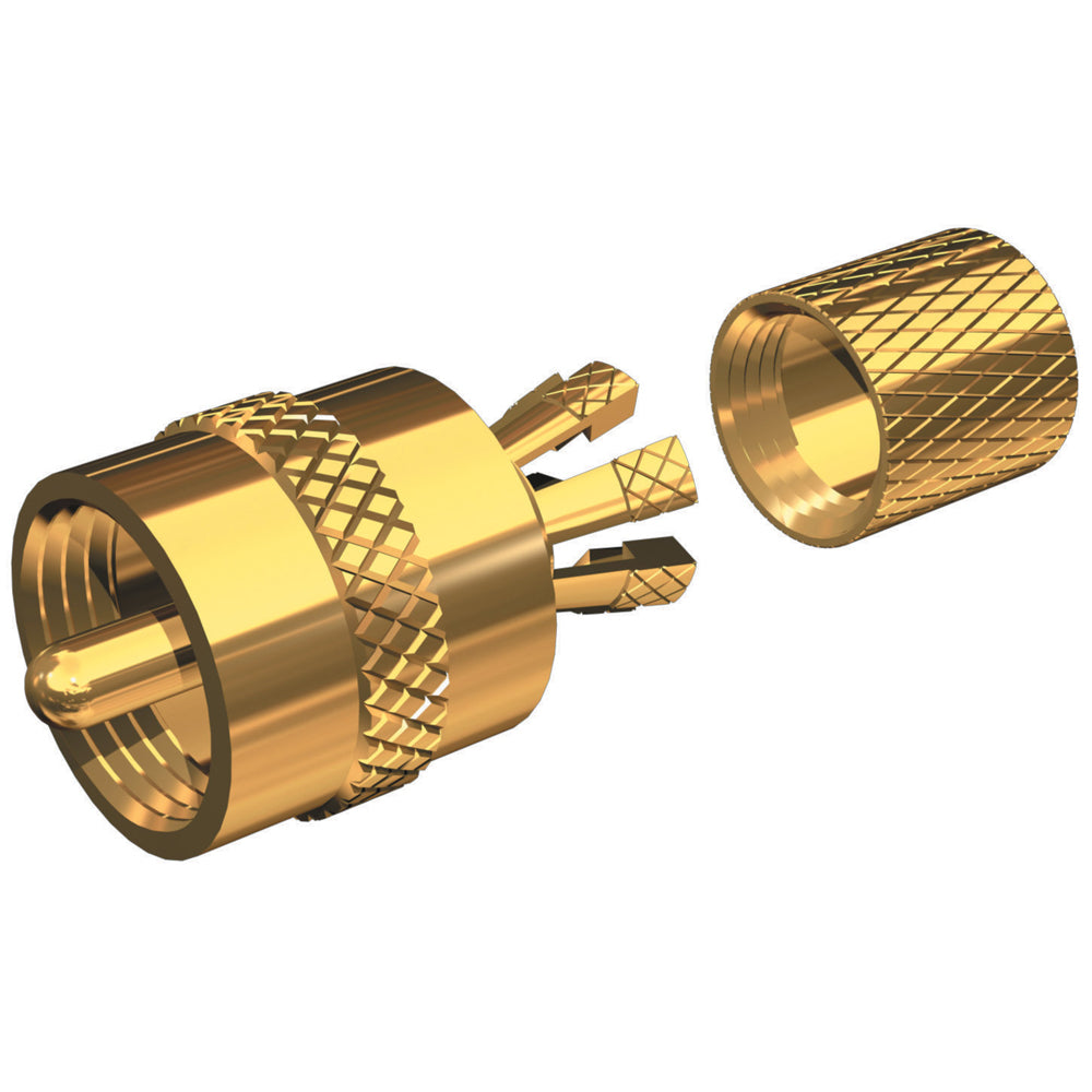 Shakespeare PL-259-CP-G - Solderless PL-259 Connector for RG-8X or RG-58/AU Coax - Gold Plated - Deckhand Marine Supply
